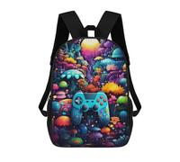 sinyumoney Fantasy Mushroom Forest with Game Controller Mochila Escolar Impresa En 3D Para Niños Y Niñas, Mochila Para Portátil Para Niños/estudiantes/adultos 17inch