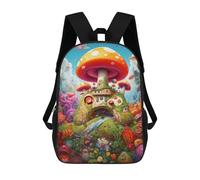 sinyumoney Fantasy Mushroom Village Mochila Escolar De Moda Para Estudiantes, Adecuada Para Niños Y Niñas, Mochila Informal Para Viajes Al Aire Libre, Esencial Para El Día A Día 17inch