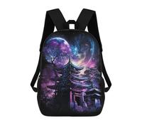 sinyumoney Fantasy Pagoda Night Sky -1 Mochila Escolar De 17 Pulgadas Para Adolescentes, Con Estampado 3D, Ajustable Y Con Bolsillos, Ideal Para Niños, Niñas Y Estudiantes.