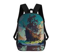 sinyumoney Fantasy Pirate Ship Flag Mochila Escolar Impresa En 3D Para Niños Y Niñas, Mochila Para Portátil Para Niños/estudiantes/adultos 17inch