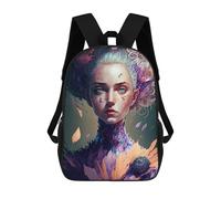 sinyumoney Fantasy Portrait with Flowers And Leaves Mochila Escolar Infantil Impresa En 3D, Mochila Informal De Moda Para Niños, Mochila De Viaje De Alta Capacidad Para Libros Para Niños 17inch