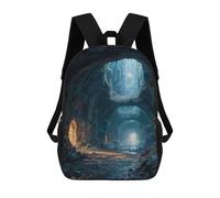 Sinyumoney Fantasy Portrait with Jewels Mochila escolar para niños impresa en 3D, ideal para viajes y lecturas, para niños y estudiantes de primaria, Mystical Cave Entrance, 17"