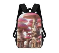 Sinyumoney Fantasy Portrait with Jewels Mochila escolar para niños impresa en 3D, ideal para viajes y lecturas, para niños y estudiantes de primaria, Mushroom Village, 17"