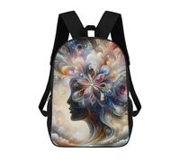 Sinyumoney Fantasy Portrait with Jewels Mochila escolar para niños impresa en 3D, ideal para viajes y lecturas, para niños y estudiantes de primaria, Abstract Flower Woman, 17"