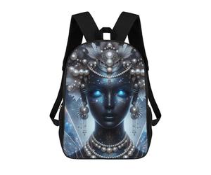 Sinyumoney Fantasy Portrait with Jewels Mochila escolar para niños impresa en 3D, ideal para viajes y lecturas, para niños y estudiantes de primaria, Cosmic Fairy With Pearl Jewelry, 17"