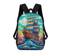 sinyumoney Fantasy Sailing Ship -10 Mochila Escolar Para Niños De 17 Pulgadas, Mochila Informal De Viaje Para Niños Y Niñas, Mochila De Gran Capacidad Para El Día A Día 17inch