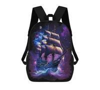 sinyumoney Fantasy Sailing Ship Artwork Mochila Escolar De 17 Pulgadas Para Adolescentes, Con Estampado 3D, Ajustable Y Con Bolsillos, Ideal Para Niños, Niñas Y Estudiantes.