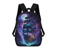 sinyumoney Fantasy Sailing Ship in Space Mochila Escolar De 17 Pulgadas Impresa En 3D Mochilas Infantiles Mochila Genial Impresa En 3D Para Niños De Primaria Y Secundaria