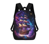 sinyumoney Fantasy Sailing Ship in Starry Sky Mochila Escolar Para La Escuela Secundaria, Preparatoria, Universidad Y Viajes Para Niños/niñas/adolescentes 17inch