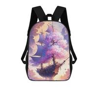 sinyumoney Fantasy Sailing Ship with Cherry Blossoms Mochila Escolar Infantil De 17 Pulgadas, Mochila Escolar Impresa En 3D Para Niños De Primaria Y Secundaria