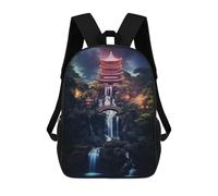sinyumoney Fantasy Temple in Japan Mochila Escolar Para Niños, Mochila Escolar De Gran Capacidad Para Niños, Mochila Escolar 3D, Regalos Para Niños 17inch