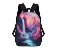 sinyumoney Fantasy Waterfall Landscape Cherry Blossom Mochila Escolar Infantil Impresa En 3D 17inch Mochilas Escolares Para Niños, Estilo Casual Y Moderno, Mochilas De Viaje De Alta Capacidad