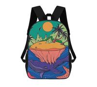 sinyumoney Fantasy Whale Island Mochila Escolar Mochila Para Niños Impresa En 3D Mochilas Infantiles Para Niños Y Niñas Mochilas Escolares Mochilas De Viaje Para Niños 17inch