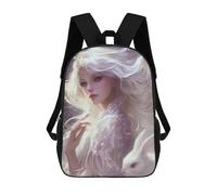 sinyumoney Fantasy White Rabbit Artwork Mochila Escolar De 17 Pulgadas Impresa En 3D Mochilas Infantiles Mochila Genial Impresa En 3D Para Niños De Primaria Y Secundaria