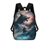 sinyumoney Fantasy Wolf Warrior Artwork Mochila Escolar Impresa En 3D 17inch Mochilas De Moda Para Niños, Mochilas Escolares Para Niños De Primaria Y Secundaria