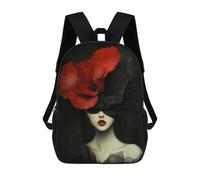 sinyumoney Fashion Woman with Red Flower Hat Mochila Ligera Para Aeropuerto, Estudiantes Universitarios, Niñas, Niños Y Adolescentes 17inch