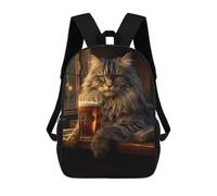 sinyumoney Fat Cat Beer Bar Pub Drink Mochila Infantil Escolar Para Niños Con Estampado 3D De Dibujos Animados, Mochila Escolar Para Estudiantes, Mochila Para Portátil Para Niños Y Niñas 17inch