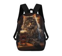 sinyumoney Fat Cat Beer Pub Bar Drink Mochila Infantil Con Impresión 3D, Mochila Escolar Para Niños, Mochila Informal Divertida Para Niños Y Adolescentes 17inch
