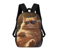 sinyumoney Fat Cat Chilling Glasses Mochilas De Moda Impresas En 3D 17inch Mochila Escolar Informal Para Niños De Primaria Y Secundaria