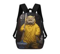 sinyumoney Fat Cat Cleaning Bathroom Mochila Ronaldo, Mochila Infantil, Mochila Escolar Para Estudiantes, Mochila Para Libros, Mochila Escolar Impresa En 3D Para Niños Y Niñas, 17inch