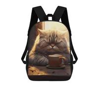 sinyumoney Fat Cat Coffee Animal Pet Mochila Escolar Para Niños Con Impresión 3D, Mochila Moderna Para Niños Y Niñas, Mochila Informal Para Estudiantes. 17inch