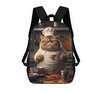 sinyumoney Fat Cat Cook Chef Mochila Escolar Mochilas Escolares Para Niñas Y Niños Mochila Con Bolsillo Mochila Escolar De Moda Mochila Infantil 17inch