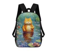 sinyumoney Fat Cat in A Lake Mochila Escolar Para Niñas Mochila Impermeable Mochila Informal De Día Mochila Ligera Para Niño Y Niña Mochila Escolar 17inch