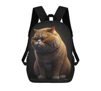 sinyumoney FAT CAT ORANGE Mochila Escolar Infantil De 17 Pulgadas, Mochila Escolar Impresa En 3D Para Niños De Primaria Y Secundaria