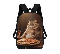 sinyumoney Fat Cat Pizza Dinner Food Mochilas Para Niños Mochila Escolar Mochila Escolar Impresa En 3D Mochilas Escolares De Moda Para Niños De Primaria Y Secundaria 17inch