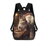 sinyumoney Fat Cat Restaurant Mochila Escolar Para Niñas 17inch Mochila Informal Ligera Para Niños Y Niñas, Ideal Para Estudiantes De Secundaria