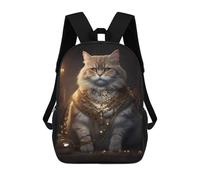 sinyumoney Fat Cat Rich King Mochila Escolar Resistente Al Agua, Mochila De Viaje, Bolsa Para Computadora Para Niñas, Niños Y Adolescentes 17inch