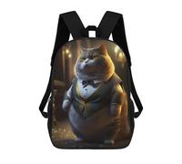 sinyumoney Fat Cat Stylish Suit Mochilas Impresas En 3D Para Niños, Mochila Escolar, Mochila De Moda Para Niños De Primaria Y Secundaria 17inch