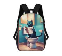 sinyumoney Fat Cat Toilet Newspaper Mochilas Para Niños Mochila Escolar Mochila Escolar Impresa En 3D Mochilas Escolares De Moda Para Niños De Primaria Y Secundaria 17inch