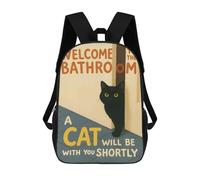 sinyumoney Fat Cat Welcome Bathroom Art Mochila Escolar Ligera E Informal Para El Día A Día, Ideal Para La Escuela, El Trabajo O Los Viajes 17inch
