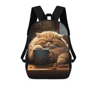 sinyumoney Fat Coffee Cat Animal Mochilas Escolares Resistentes Al Agua Mochila Escolar De Negocios - Perfecta Para Viajes, Trabajo Y Uso Diario 17inch