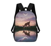 sinyumoney Fawn Drinking at Twilight Reflection Mochilas Para Niños Mochila Escolar Mochila Escolar Impresa En 3D Para Niños Estudiantes De Primaria Y Secundaria 17inch