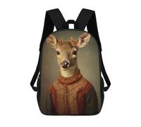 sinyumoney Fawn in A Dress Mochila Escolar Para Niñas Mochila Impermeable Mochila Informal De Día Mochila Ligera Para Niño Y Niña Mochila Escolar 17inch