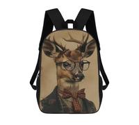 sinyumoney Fawn in Suit And Glasses Mochila Escolar Infantil Impresa En 3D 17inch Mochilas Escolares Para Niños, Estilo Casual Y Moderno, Mochilas De Viaje De Alta Capacidad