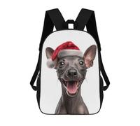 sinyumoney Festive American Hairless Terrier with Santa Hat Mochilas Para Niños Mochila Escolar Mochila Escolar Impresa En 3D Para Niños Estudiantes De Primaria Y Secundaria 17inch