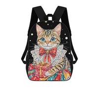 sinyumoney Festive Cat with Gift Mochila Escolar Para Niños Mochila Escolar Impresa En 3D Mochila Escolar De Moda Para Niños De Primaria Y Secundaria 17inch
