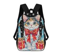 sinyumoney Festive Cat with Gifts And Snowflakes Mochila De Día Mochila De Negocios Mochila Impermeable Para Libros Para Hombres/mujeres 17inch
