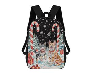 sinyumoney Festive Dogs in Winter Wonderland Mochila Escolar Infantil Impresa En 3D Para Niños, Mochila De Viaje De Alta Capacidad, Bolsas Para Libros, Mochila Escolar Infantil 17inch