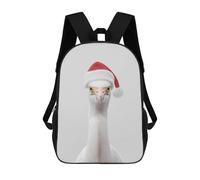 sinyumoney Festive Egret Bird with Santa Hat Mochila, Mochila Escolar Impresa En 3D, Bolsa Para El Almuerzo Escolar, Mochila De Viaje, Mochila Para Amigos, Mochila Escolar Para Niñas Y Niños 17inch