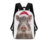 sinyumoney Festive Javelina Portrait with Santa Hat Mochila Infantil Para Niñas Y Niños, Mochila De Día, Escuela Primaria, Perfecta Para La Vuelta Al Cole O Educación Física, Regalos Y Viajes 17inch