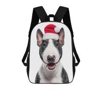 sinyumoney Festive Miniature Bull Terrier with Santa Hat Mochila Escolar Impresa En 3D Mochilas Informales Para Niños Mochila Escolar Impresa En 3D Para Niños De Primaria Y Secundaria 17inch
