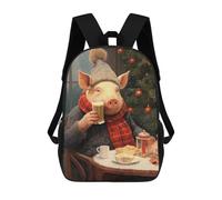 sinyumoney Festive Pig with Beer Mochilas Impresas En 3D Para Niños, Mochila Escolar, Mochila Informal Para Exteriores, Mochila Informal De Moda Para Niños, Lindas Bolsas De Viaje 17inch