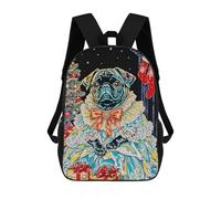 sinyumoney Festive Pug Portrait Mochilas Mochilas Infantiles Mochila Escolar Mochila Escolar Infantil Impresa En 3D Mochilas De Viaje De Moda Para Niños De Primaria Y Secundaria 17inch