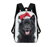 sinyumoney Festive Schipperke Dog with Santa Hat Mochila, Mochila Infantil, Mochila Escolar Para Estudiantes, Mochila Para Libros, Mochila Escolar Impresa En 3D Para Niños Y Niñas 17inch