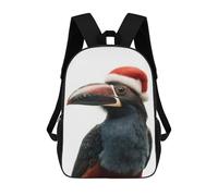 sinyumoney Festive Toucanet Bird with Santa Hat Mochila Escolar Infantil Impresa En 3D Para Niños, Mochilas De Viaje, Bolsas Para Libros Para Niños Estudiantes De Primaria 17inch