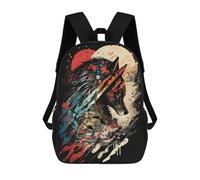 sinyumoney Fierce Wolf Mochila Escolar Para Niños De 17 Pulgadas, Mochila Informal De Viaje Para Niños Y Niñas, Mochila De Gran Capacidad Para El Día A Día 17inch